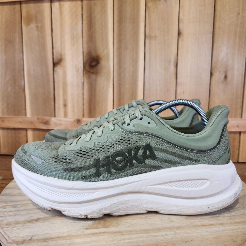 Hoka One One Bondi 9 Shoes Mens 10 Green Athletic Road Running Sneakers Trainers